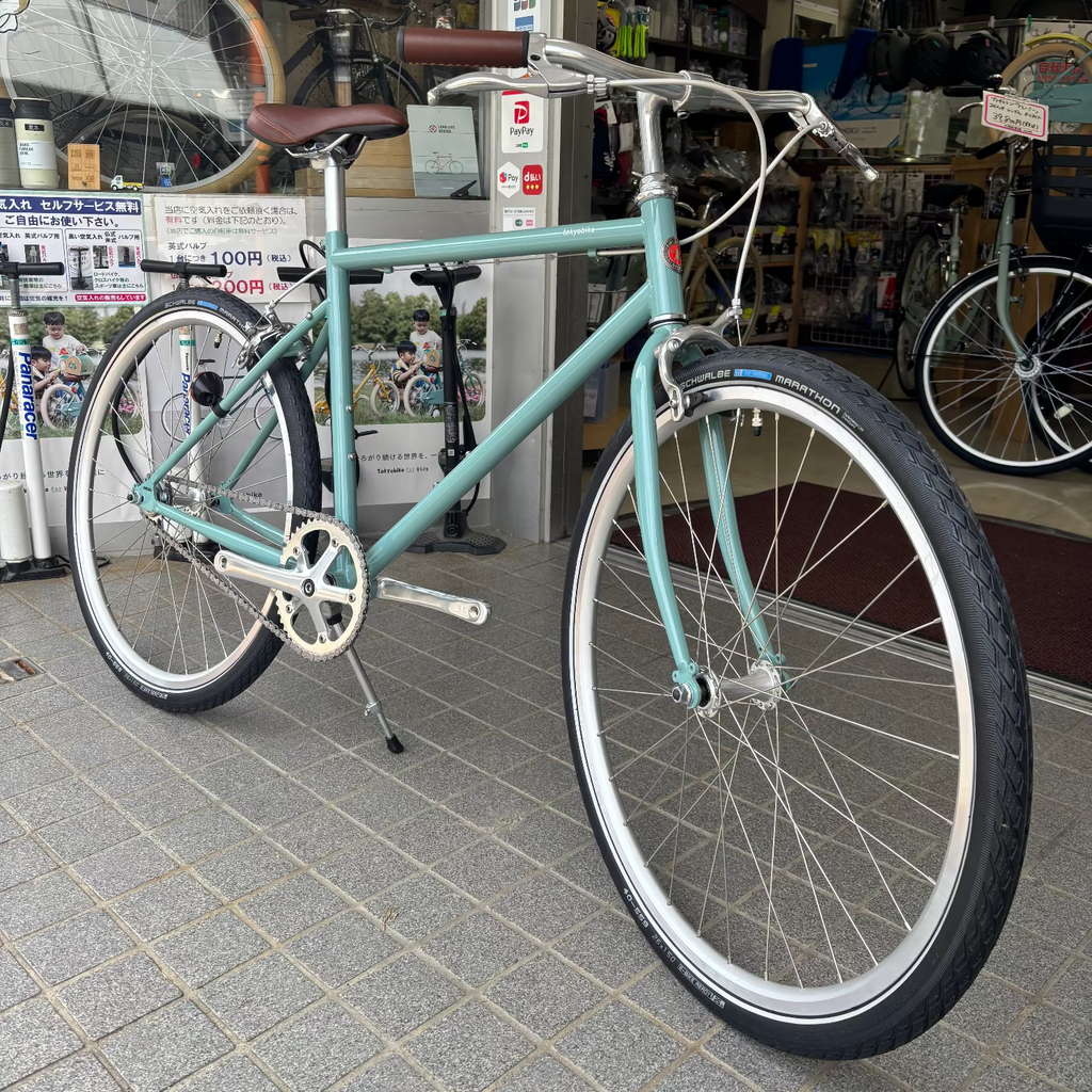 店舗受取 （対面）／【アウトレット・長期在庫品】 tokyobike（トーキョーバイク）TOKYOBIKE MONO 当店カスタマイズ済（現品1台のみ）/Ｓサイズ、カラー：ブルージェイド★シングルモデル