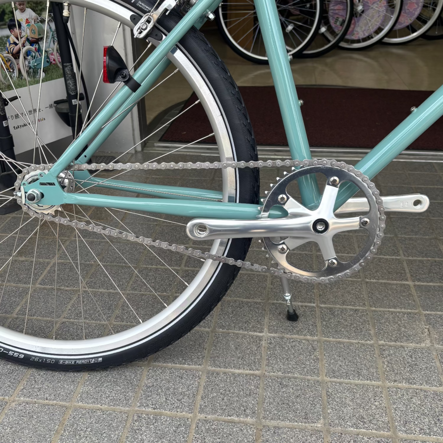 店舗受取 （対面）／【アウトレット・長期在庫品】 tokyobike（トーキョーバイク）TOKYOBIKE MONO 当店カスタマイズ済（現品1台のみ）/Ｓサイズ、カラー：ブルージェイド★シングルモデル