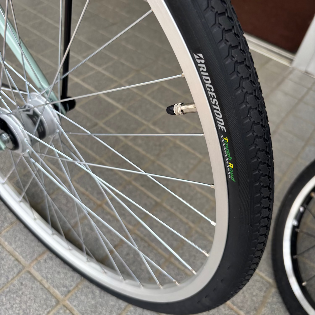 店舗受取（対面）／ブリヂストン BRIDGESTONE『フレーミー』シングル・26インチ・E.Xグレイッシュミント・点灯虫★お買い物向け自転車