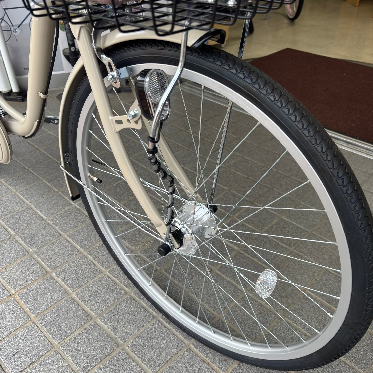 店舗受取（対面）／アサヒサイクル『ラピス』 シングル・24インチ・ベージュ★お買い物向け自転車