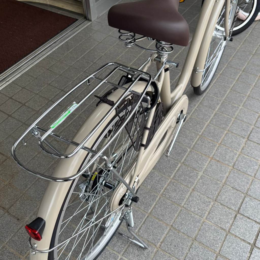 店舗受取（対面）／アサヒサイクル『ラピス』 シングル・24インチ・ベージュ★お買い物向け自転車